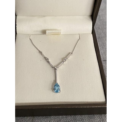 273 - 9ct white gold & aquamarine necklace