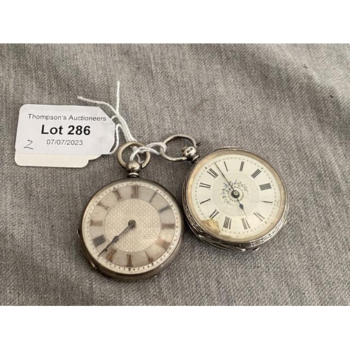 286 - Two antique silver fob watches