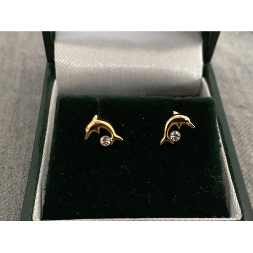 299 - Pair of 9ct gold Dolphin earrings