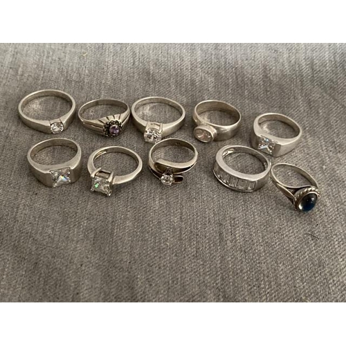 309 - 10 various silver rings (various sizes)