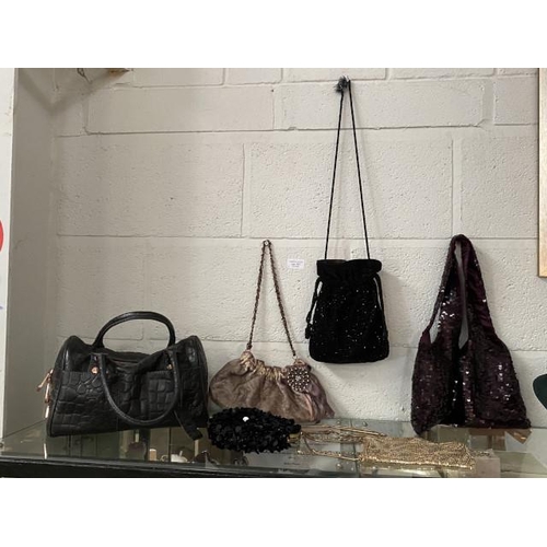 327 - Ted Baker leather handbag & 5 sequin/ beadwork evening bags