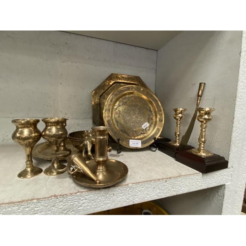 349 - Collection of brassware inc. Cairo plate etc.