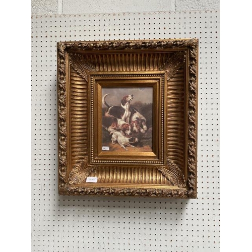 362 - Gilt framed oleograph of Hounds 47x52cm