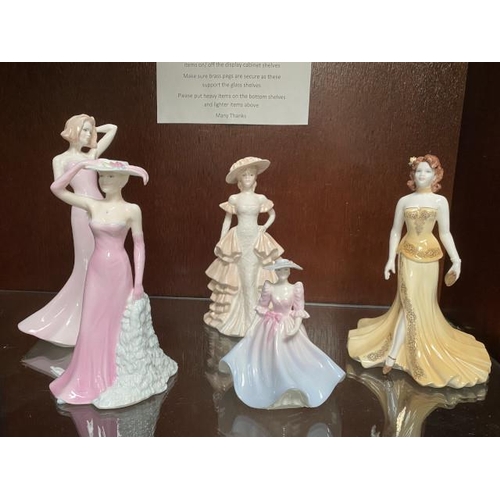 371 - 5 Coalport figurines Ladies of fashion Wendy, Cafe royal, Silken lady, Silhouettes Eleanor & The Gar... 