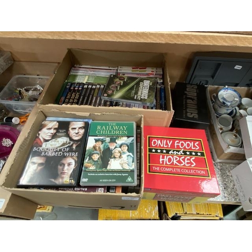 406 - Two boxes of assorted DVD’s including Only Fools & Horses, The Sopranos, Line of Duty, On the Buses ... 