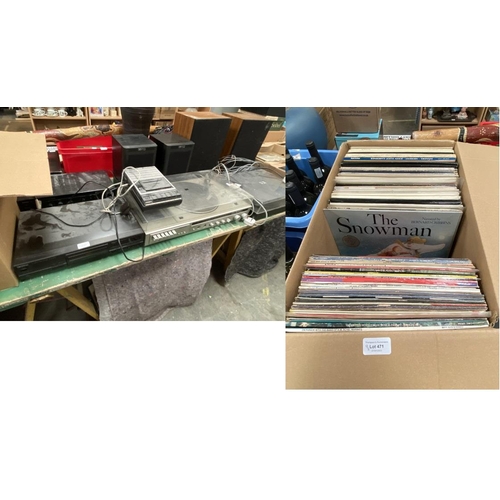 471 - Box of LP’s including Squeeze, Blondie, Trooping of the Colour, Panasonic SG-2110 turntable, Technic... 