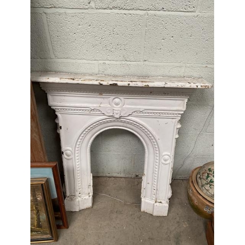 61 - Victorian painted cast fire surround 96H 93W 16D