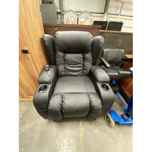 76 - Black leather rise & fall electric chair. 88W