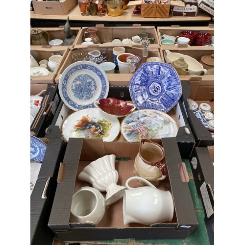 465 - 10 boxes of collectables including Royal Worcester “Evesham”, Doulton, Belleek canister, Chinese blu... 