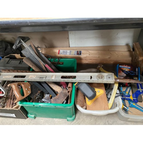 479 - Large quantity of workshop tools to include drill bits, saws, levels etc