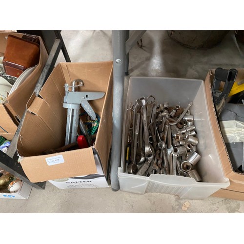 476 - Assorted workshop tools to include tool boxes, spanner’s, drill bits etc