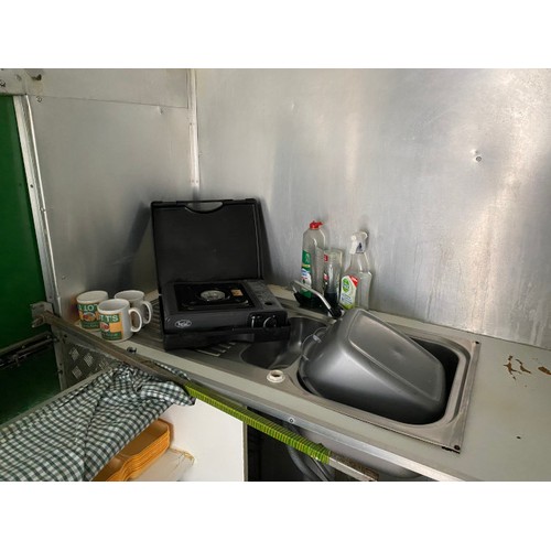 496 - Catering van to include under counter fridge and freezer, table top fridge, microwave, Novo coffee m... 