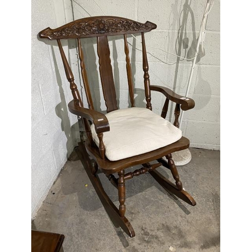 37 - Carved Oak Rocking chair 75W