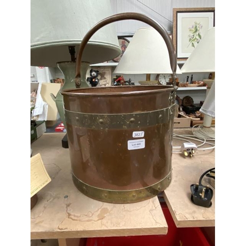 440 - Brass and copper log/coal bucket