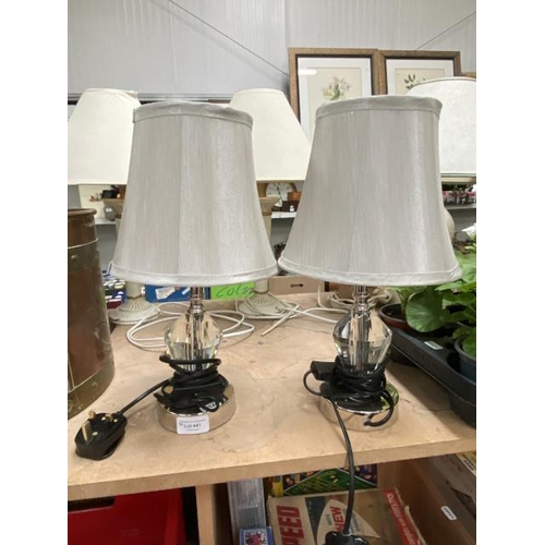 441 - Pair of TJX chrome bedside table lamps 36cm H