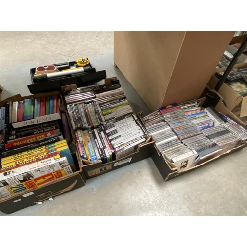 455 - 3 boxes of CD's, DVD's, PS2, XBOX 360 games & books