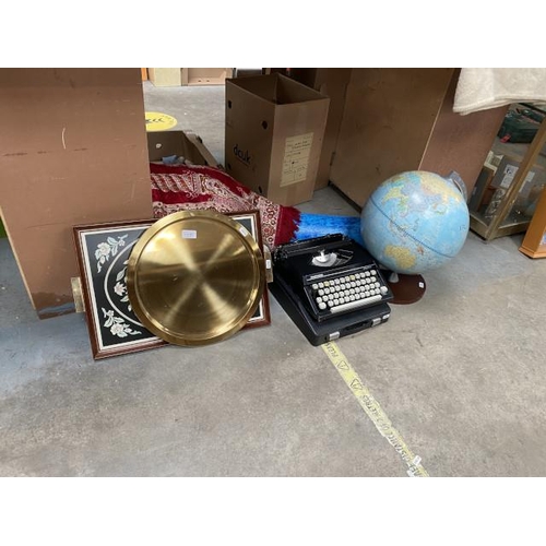 460 - Silver Reed Silverette typewriter, Zoffoli Geographica desk globe, two serving trays, Turkish prayer... 