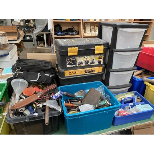 481 - Quantity of workshop tools & boxes including ZAG mobile work Centre, tool bags etc