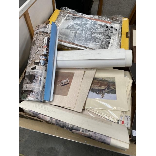 484 - 2 boxes of assorted unframed prints and posters