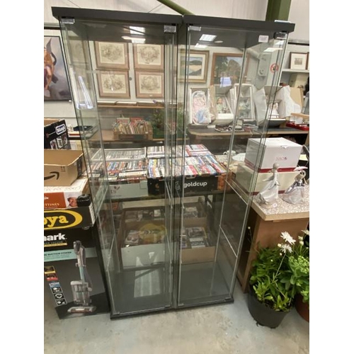 515 - 2 glass display cabinets (2 shelves missing) 164H 43W 37D