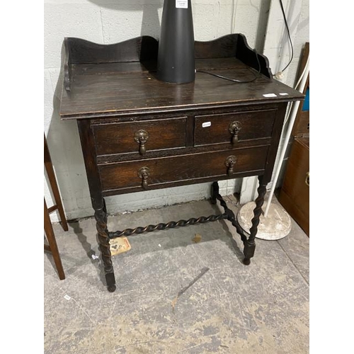 63 - Antique Oak Barley twist writing desk (as found) 86H 71W 49D