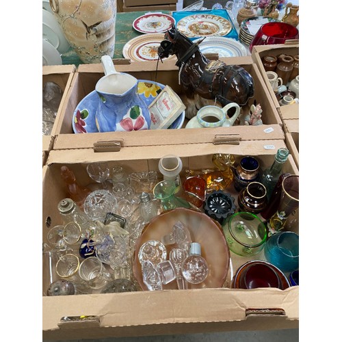 476 - 14 boxes of collectables including art glass, cut glass, ceramics, Royal Doulton, Alfred Meakin, Old... 