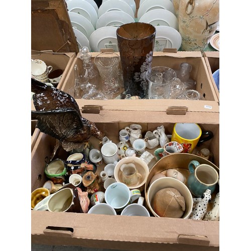 476 - 14 boxes of collectables including art glass, cut glass, ceramics, Royal Doulton, Alfred Meakin, Old... 