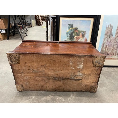 511 - Victorian elm blanket box/tool chest 40H 86W 46D