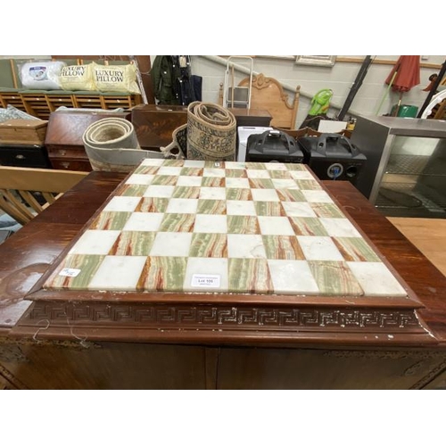 106 - Mahogany framed onyx chess board 56 x 56cm (no chess pieces)