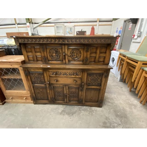 108 - Carved oak court cupboard 136H, 152W, 46D