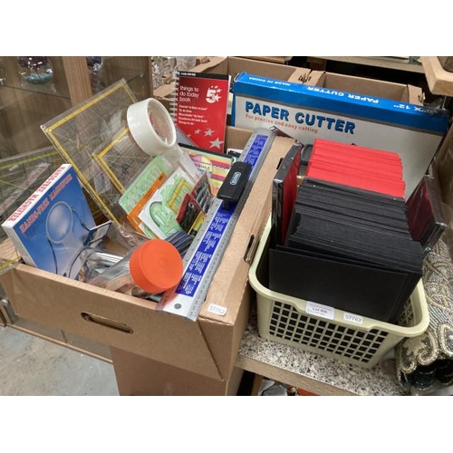 496 - Selection of stationery inc. paper cutter, tracing wheel, presentation cards etc. (ex shop stock)