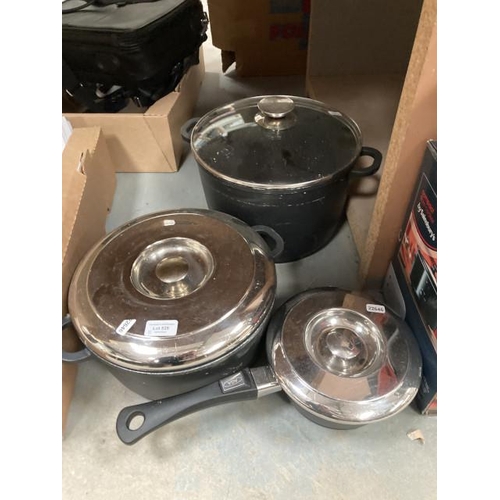 528 - Aga saucepan and 2 German lidded cooking pots