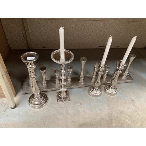 535 - Assorted chrome candlesticks (new, ex show home)