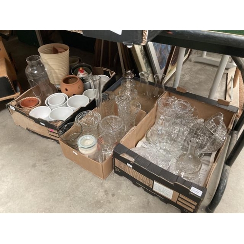 553 - 4 boxes of collectibles including glassware and planters