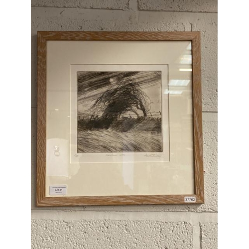 61 - Framed charcoal “Moorland Trees” by Austin Ruddy 5/25 38 x 40cm