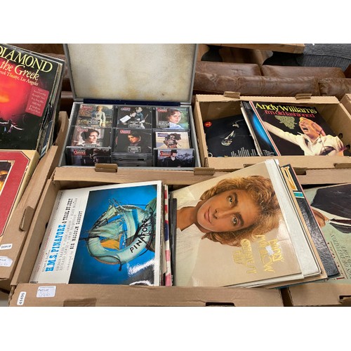 546 - 9 boxes of assorted LP’s including The Shadows, Johnny Mathis, Andy Williams, talking classics CD’s ... 