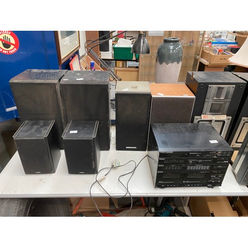 544 - Large quantity of stereo equipment including AIWA, Technics, Pioneer, Panasonic, Sony (all untested,... 