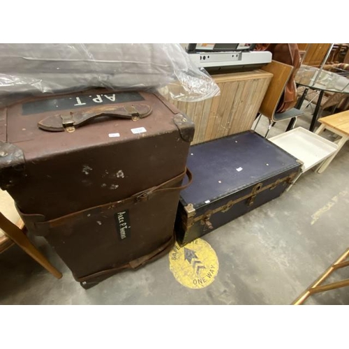 102 - 1920/30’s Pukka trunk retailed by Harrods 33H 85W 51D and a vintage travelling trunk 35H 101W 51D