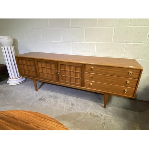 121 - Mid century teak long John sideboard by John Herbert for A Younger 73H 206W 46D