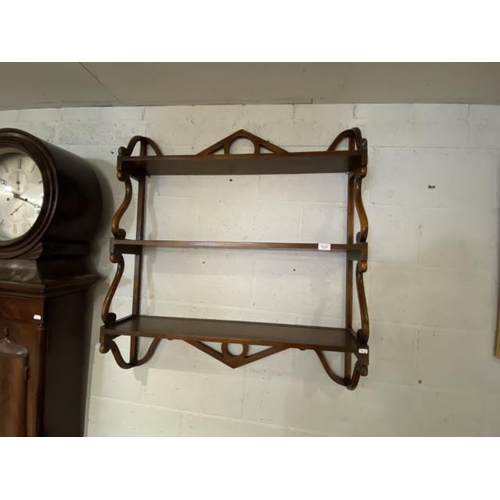 129 - Wall mounted oak plate rack 101H 92W 21D