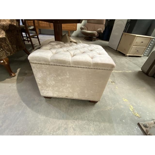 132 - Cream chenille button back footstool 43H 55W 45D (new, ex show home)