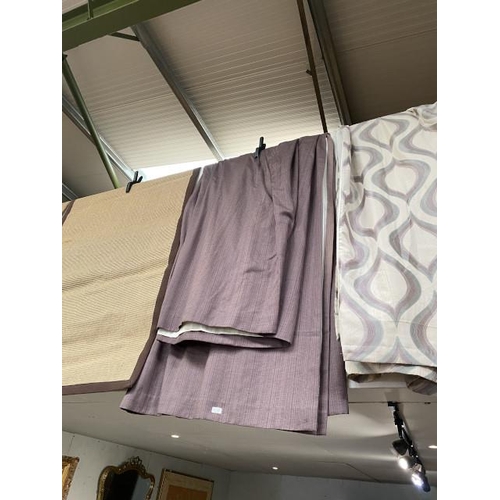 156 - Pair of aubergine pencil pleat curtains 156W x 91D