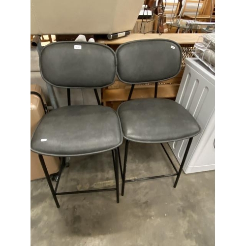 168 - Pair of Barker and Stonehouse  grey leather bar stools 47W