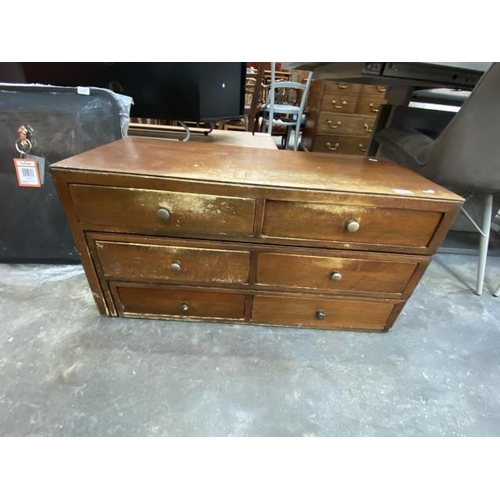 176 - Oak 6 drawer chest 46H 90W 41D