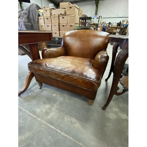 185 - Tan leather “Howard” armchair in the style of George Smith 88W