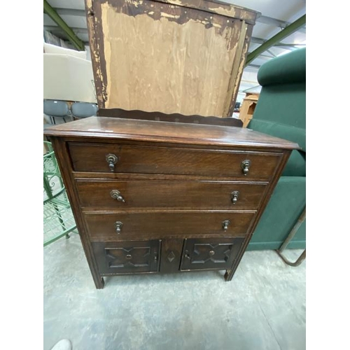 190 - Edwardian oak chest 110H 100W 44D