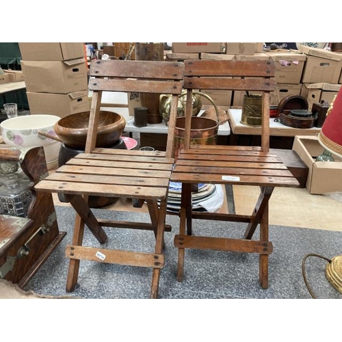 209 - 2 Wooden folding child's picnic chairs