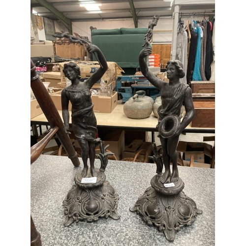 221 - 2 Poseidon Spelter figurines 48cm high (both as found)