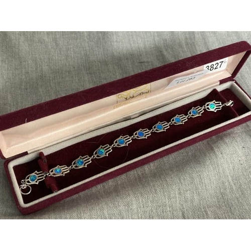 283 - 925 Silver & blue opal set bracelet