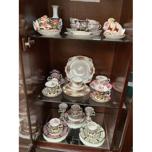 359 - 3 shelves of mainly Royal Albert cups & saucers inc. 8 pieces of 